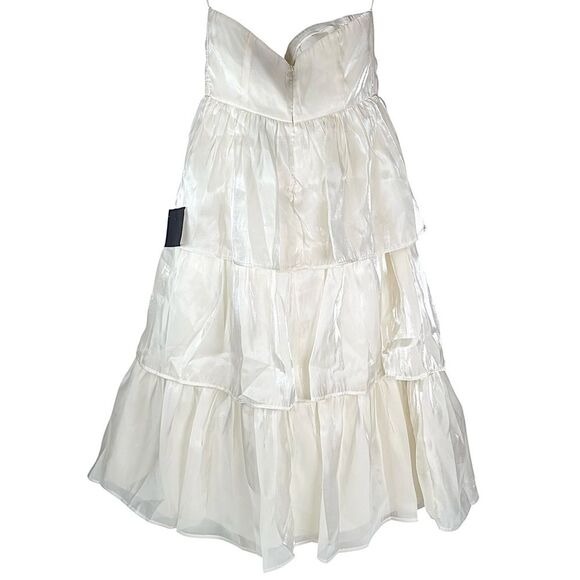 Lulus Com-pleat-ly Charming Ivory Organza Tiered Strapless Dress size medium - Picture 4 of 10